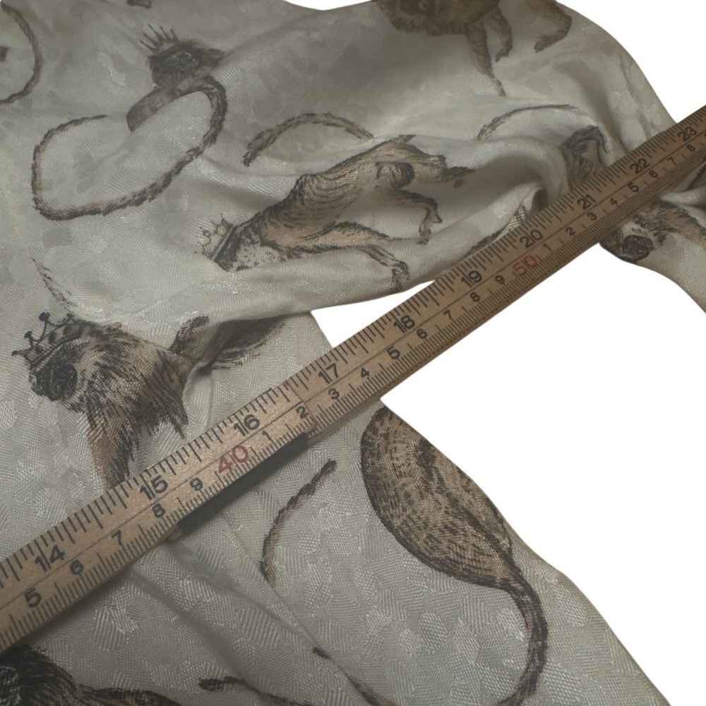 H&M Monkey Print Tie Neck Shift Dress Size 2 Cream Jacquard Rare Discontinued - Picture 14 of 16